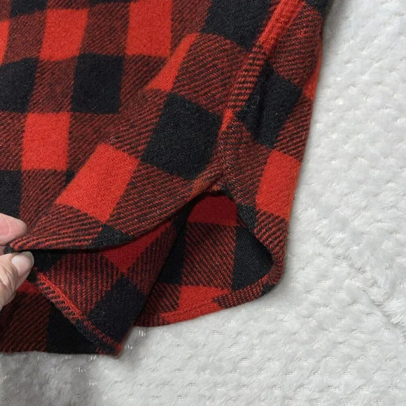 Fox Knapp Wool Plaid Button Front Shirt Jacket Shacket Men's L 16 Vtg Red Black - Picture 10 of 12